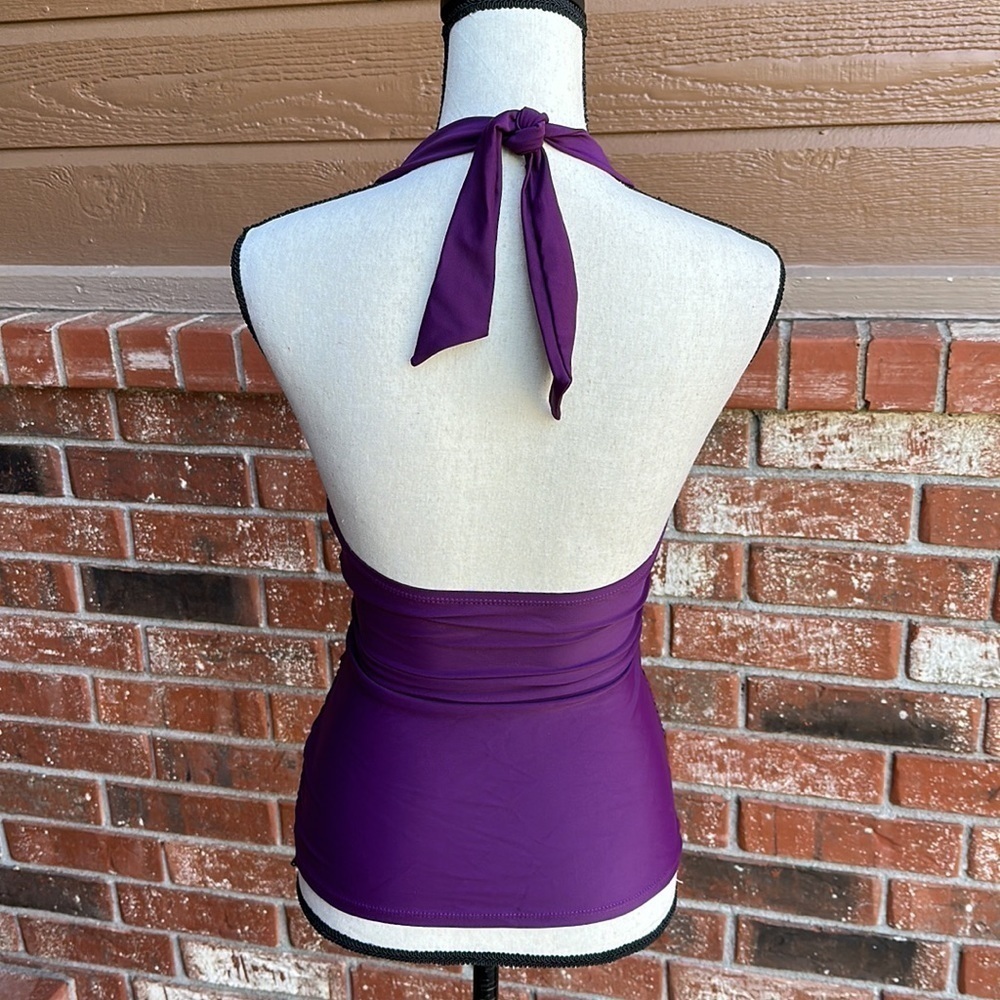 Women's Purple Tummy Control Halter Tankini Swim Top Size Small - Picture 5 of 6